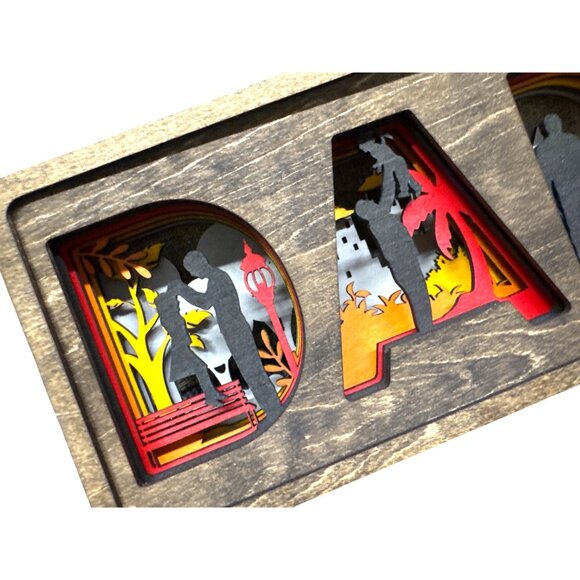 Custom Dad-Themed Wooden Shadow Box With Multilayered Laser-Cut Design‎ - Picture 3 of 4
